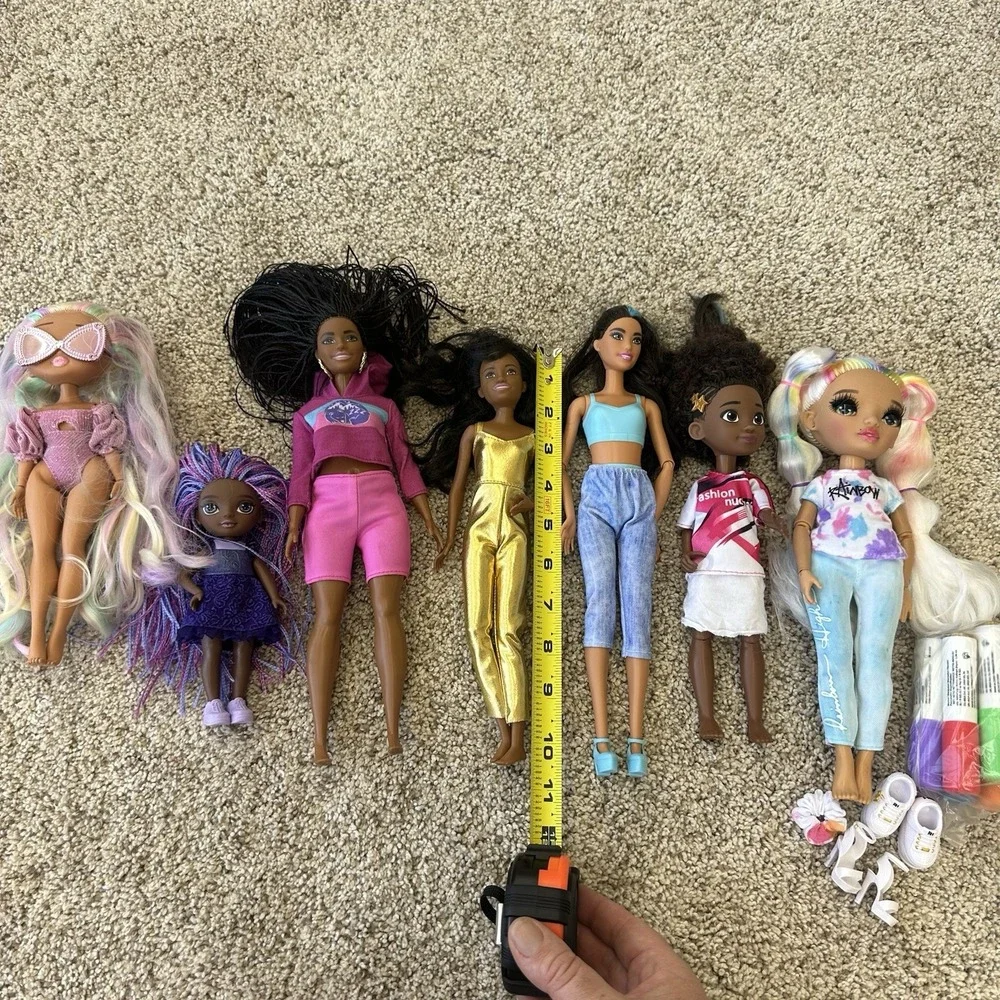 Bundle Of 7 Dolls Barbie, Rainbow High, Dark Skin Colored African Multicultural